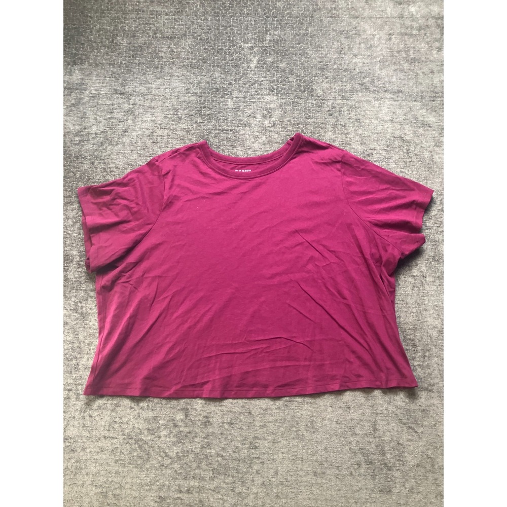 Old Navy Everywear Cropped T-Shirt Womens 2X Burgundy Cotton Cap Sleeve Casual